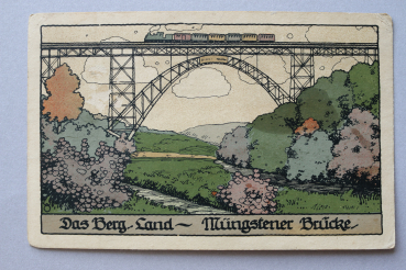 Ansichtskarte Künstler WO Steinzeichnung Litho AK Müngstenthal Kaiser Wilhelm Brücke 1920 Wuppertal Architektur Ortsansicht NRW